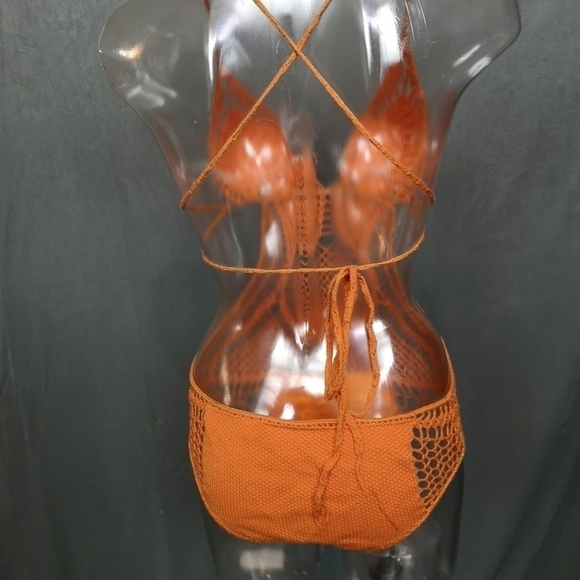 Vintage Crochet Knit Swimsuit Tankini with Cutouts - Picture 4 of 8